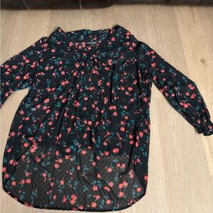 Lane Bryant Black Floral Blouse